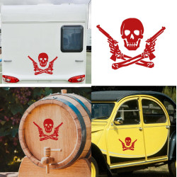 Calavera Pirata GUN, pegatina de vinilo