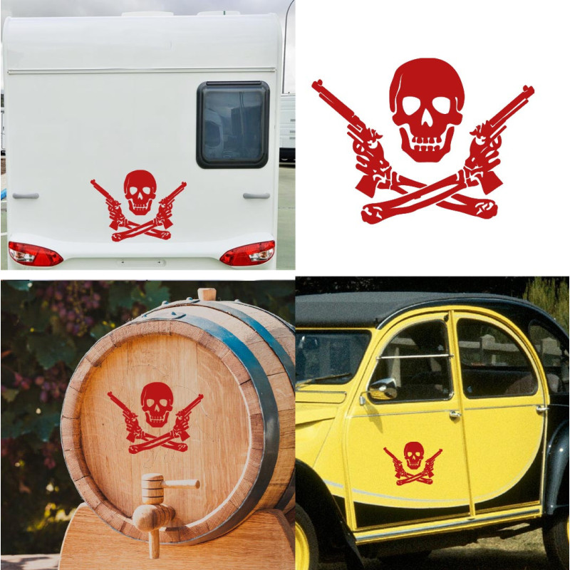 Calavera Pirata GUN, pegatina de vinilo