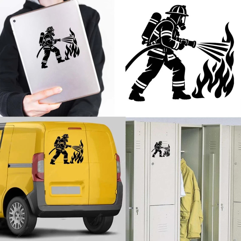 Extinción Incendio, pegatina de vinilo (bombero