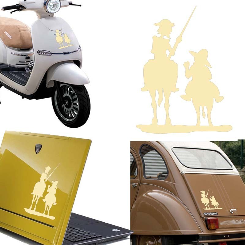 Don Quijote y Sancho, pegatina de vinilo versión izquierda