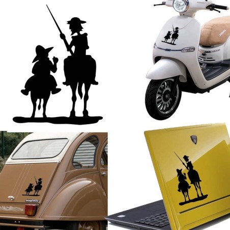 Don Quijote y Sancho, pegatina de vinilo versión derecha