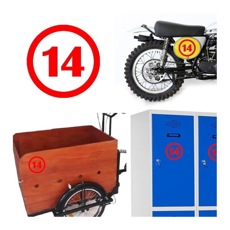 numero 14 versión v1, pegatina de vinilo