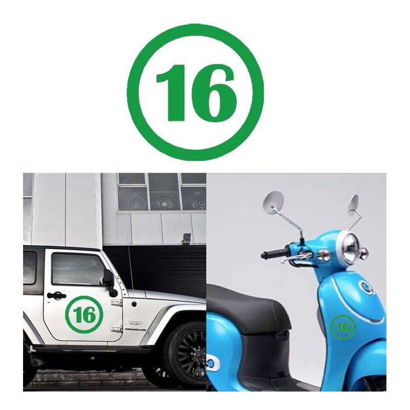 numero 16 versión v1, pegatina de vinilo
