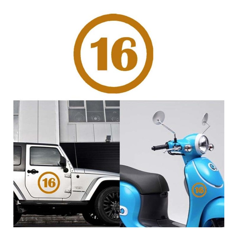 numero 16 versión v1, pegatina de vinilo