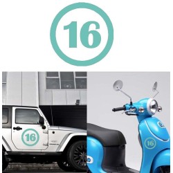 numero 16 versión v1, pegatina de vinilo