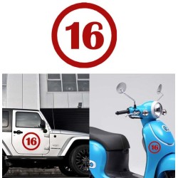 numero 16 versión v1, pegatina de vinilo