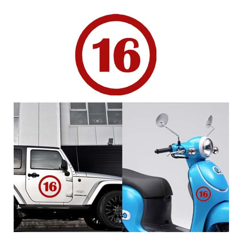 numero 16 versión v1, pegatina de vinilo