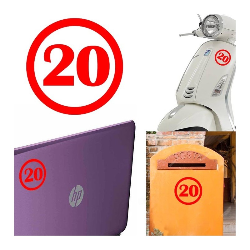 numero 20 versión v1, pegatina de vinilo