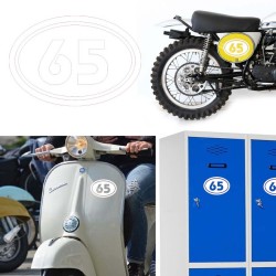 Numereo 65 oval versión v02, pegatina de vinilo
