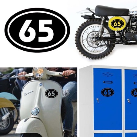 Numereo 65 oval versión v02, pegatina de vinilo
