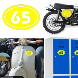 Numereo 65 oval versión v02, pegatina de vinilo