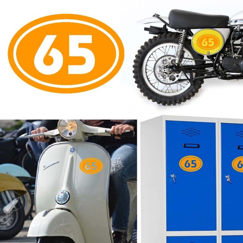 Numereo 65 oval versión v02, pegatina de vinilo