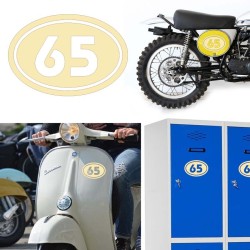 Numereo 65 oval versión v02, pegatina de vinilo