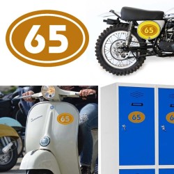 Numereo 65 oval versión v02, pegatina de vinilo