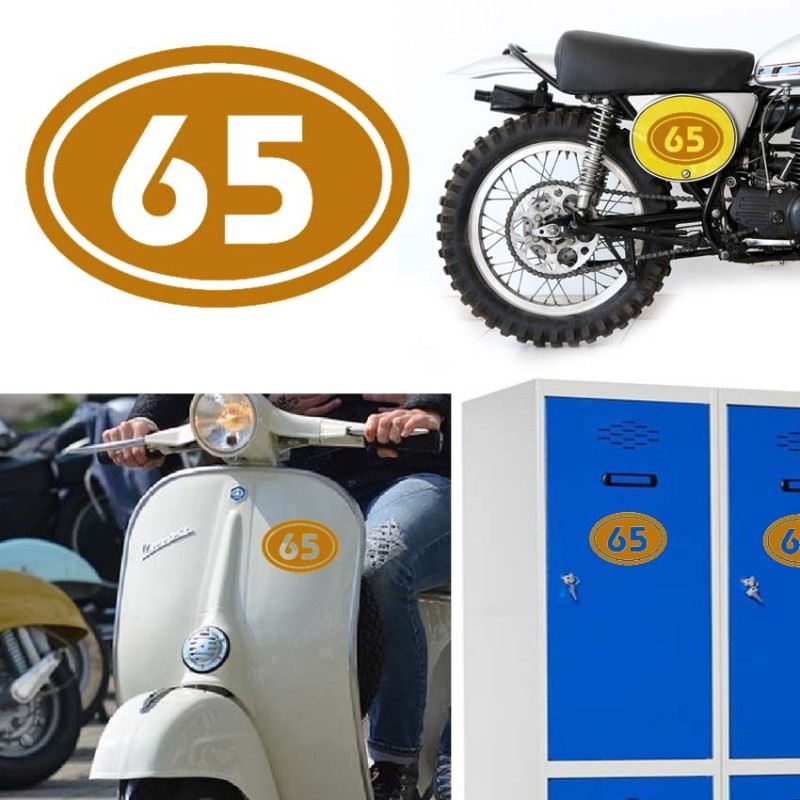 Numereo 65 oval versión v02, pegatina de vinilo