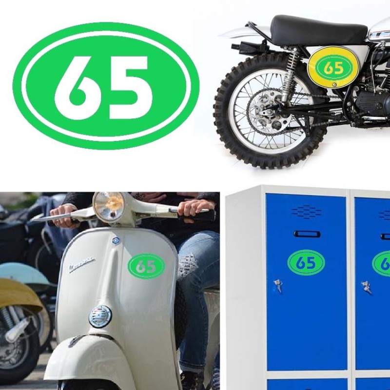 Numereo 65 oval versión v02, pegatina de vinilo