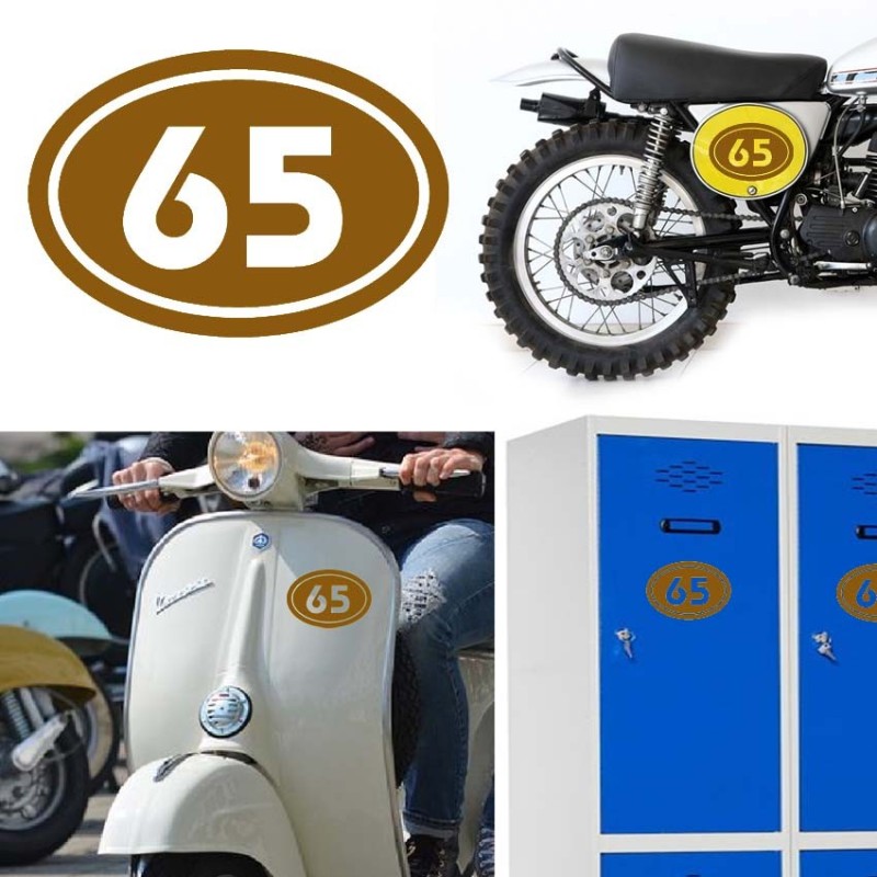 Numereo 65 oval versión v02, pegatina de vinilo