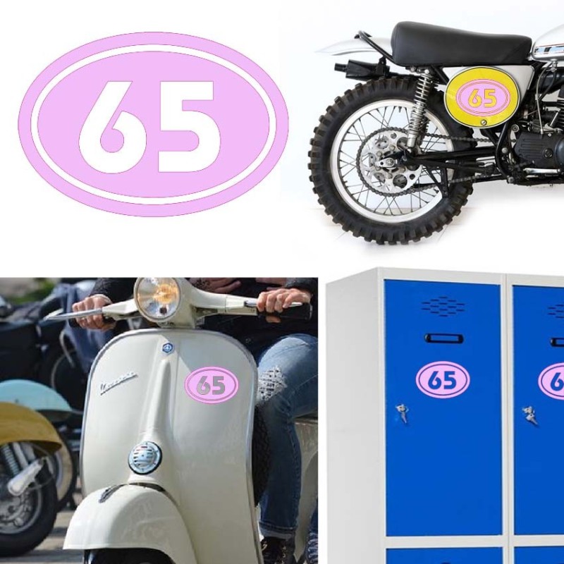 Numereo 65 oval versión v02, pegatina de vinilo