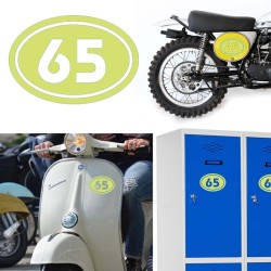 Numereo 65 oval versión v02, pegatina de vinilo