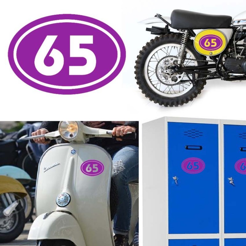 Numereo 65 oval versión v02, pegatina de vinilo