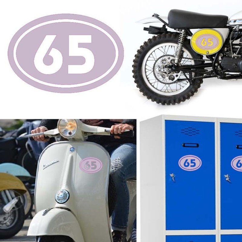 Numereo 65 oval versión v02, pegatina de vinilo