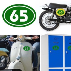 Numereo 65 oval versión v02, pegatina de vinilo
