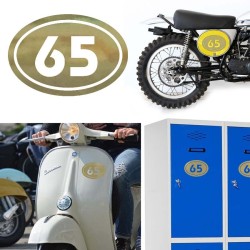 Numereo 65 oval versión v02, pegatina de vinilo