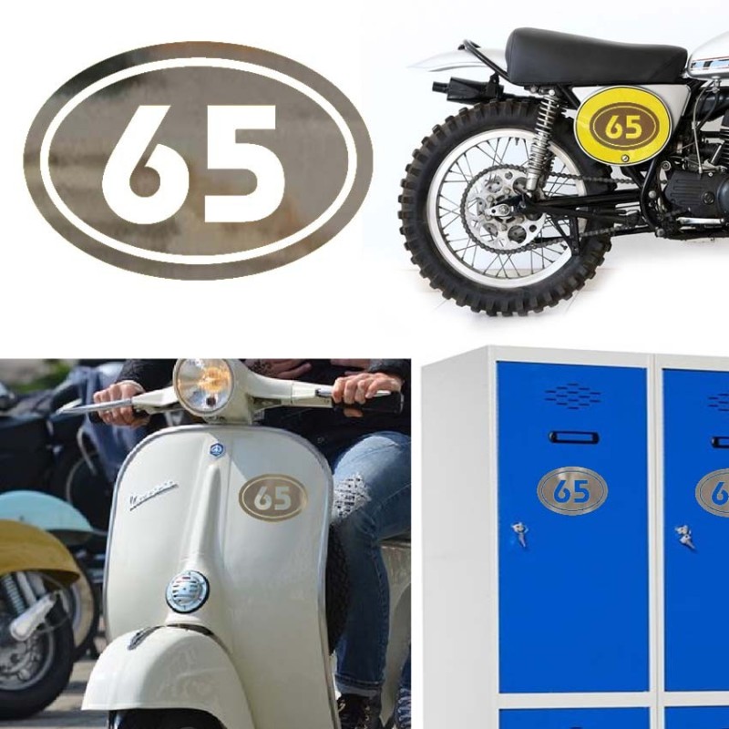 Numereo 65 oval versión v02, pegatina de vinilo