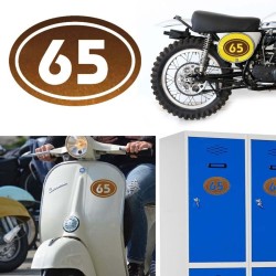 Numereo 65 oval versión v02, pegatina de vinilo