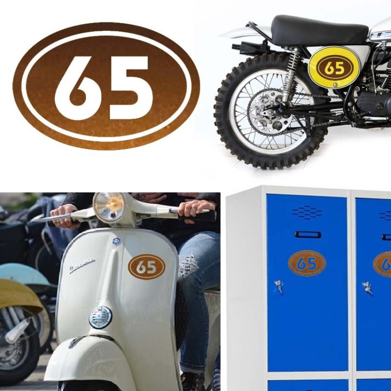 Numereo 65 oval versión v02, pegatina de vinilo