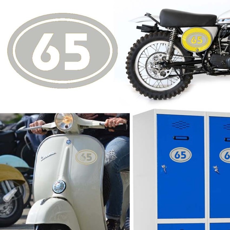 Numereo 65 oval versión v02, pegatina de vinilo