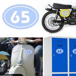 Numereo 65 oval versión v02, pegatina de vinilo