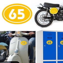 Numereo 65 oval versión v02, pegatina de vinilo