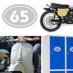 Numereo 65 oval versión v02, pegatina de vinilo