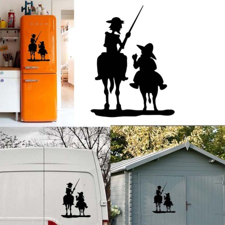 Quijote y Sancho versión XL, pegatina de vinilo