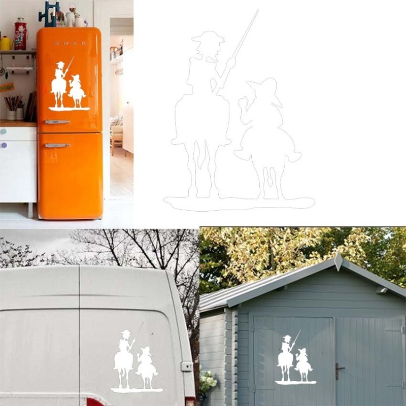 Quijote y Sancho versión XL, pegatina de vinilo