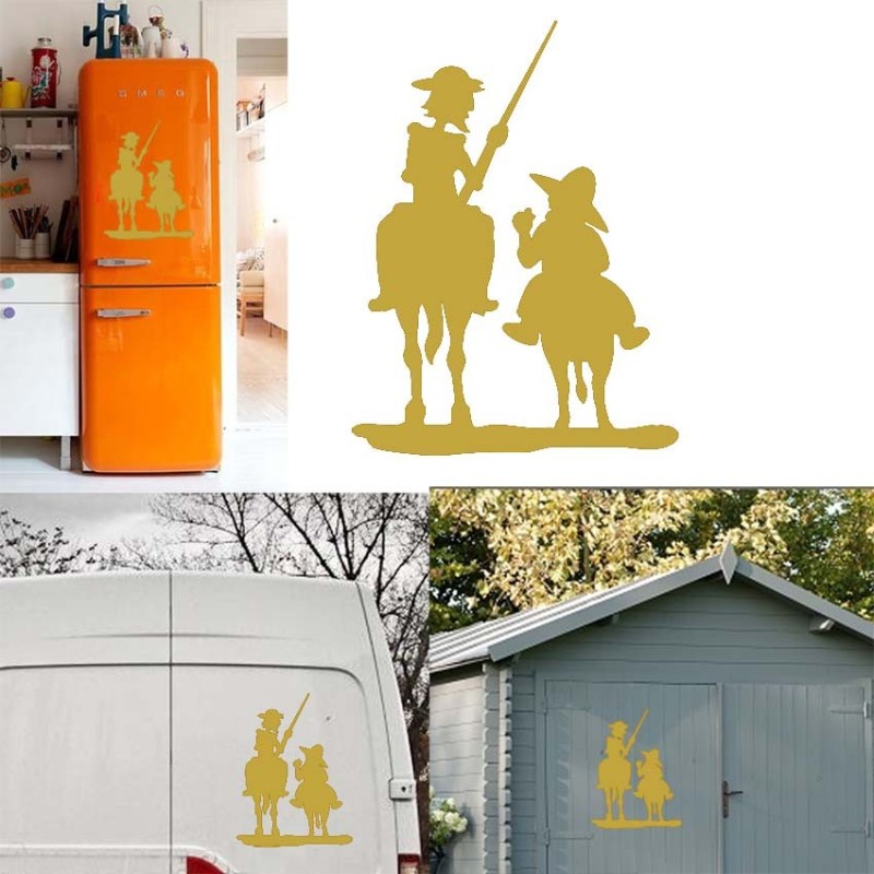 Quijote y Sancho versión XL, pegatina de vinilo