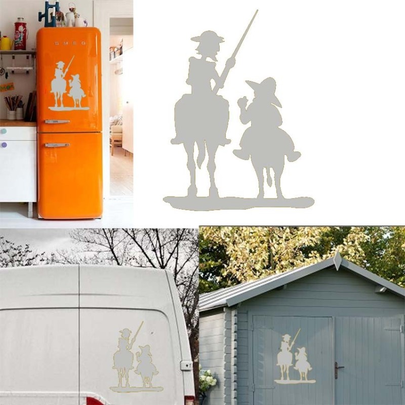 Quijote y Sancho versión XL, pegatina de vinilo