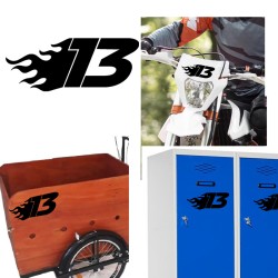Numero 13 racing fire, pegatina de vinilo