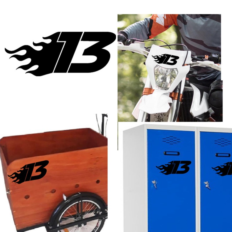 Numero 13 racing fire, pegatina de vinilo