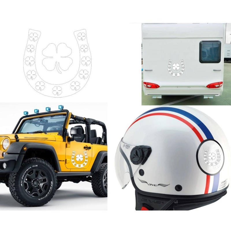 Herradura con trébol de la suerte ESPECIAL, pegatina de vinilo