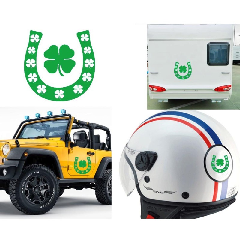 Herradura con trébol de la suerte ESPECIAL, pegatina de vinilo