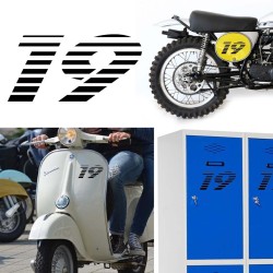 numero 19 racing stripes, pegatina de vinilo