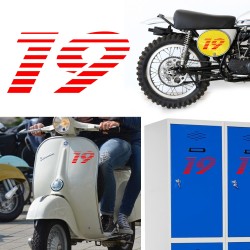 numero 19 racing stripes, pegatina de vinilo