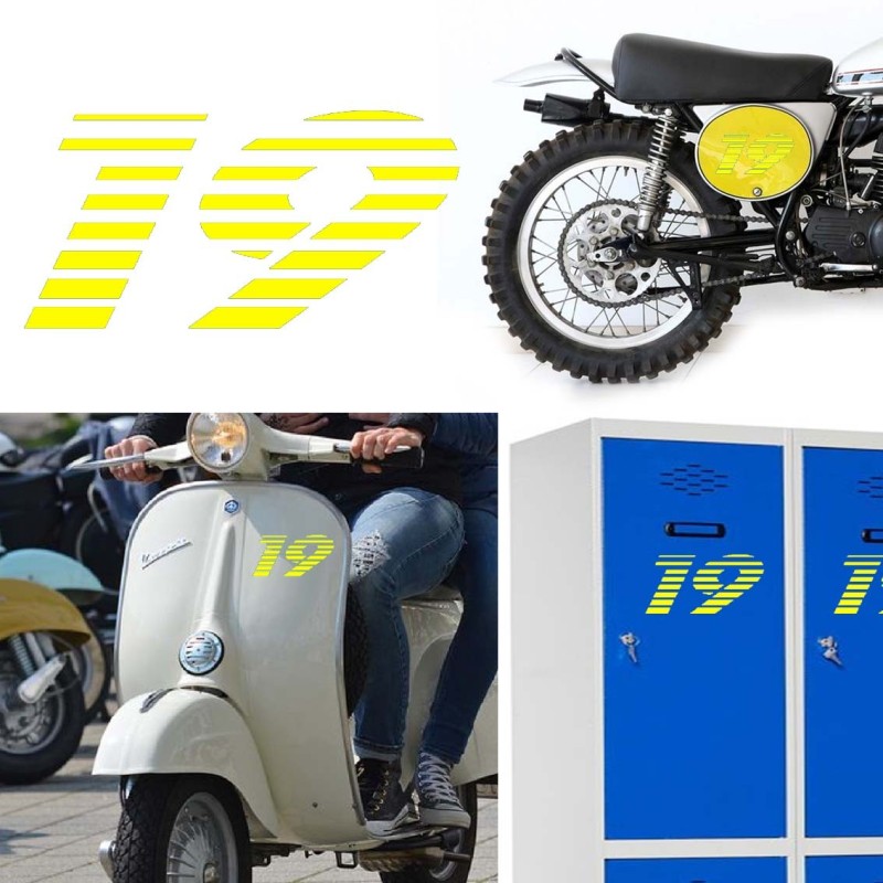 numero 19 racing stripes, pegatina de vinilo