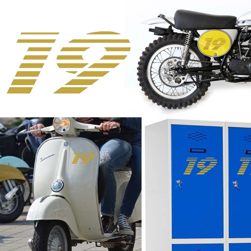 numero 19 racing stripes, pegatina de vinilo