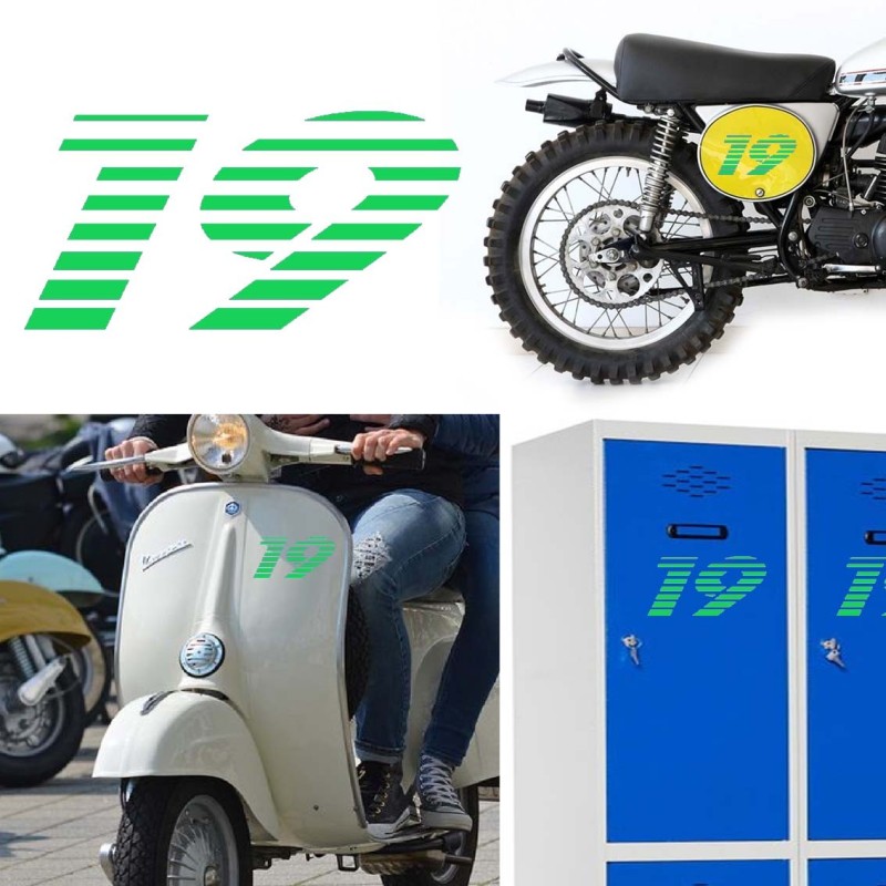 numero 19 racing stripes, pegatina de vinilo