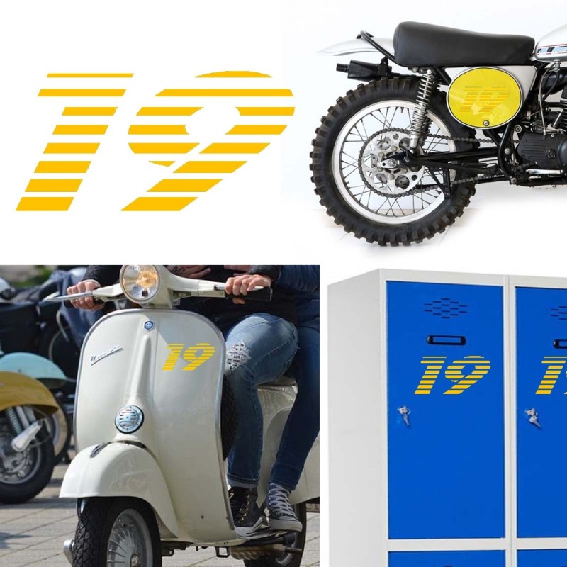 numero 19 racing stripes, pegatina de vinilo