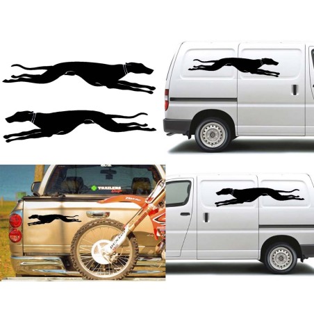 2 Galgos corriendo versión collar (1 derecha y 1 izquierda), pegatina de vinilo