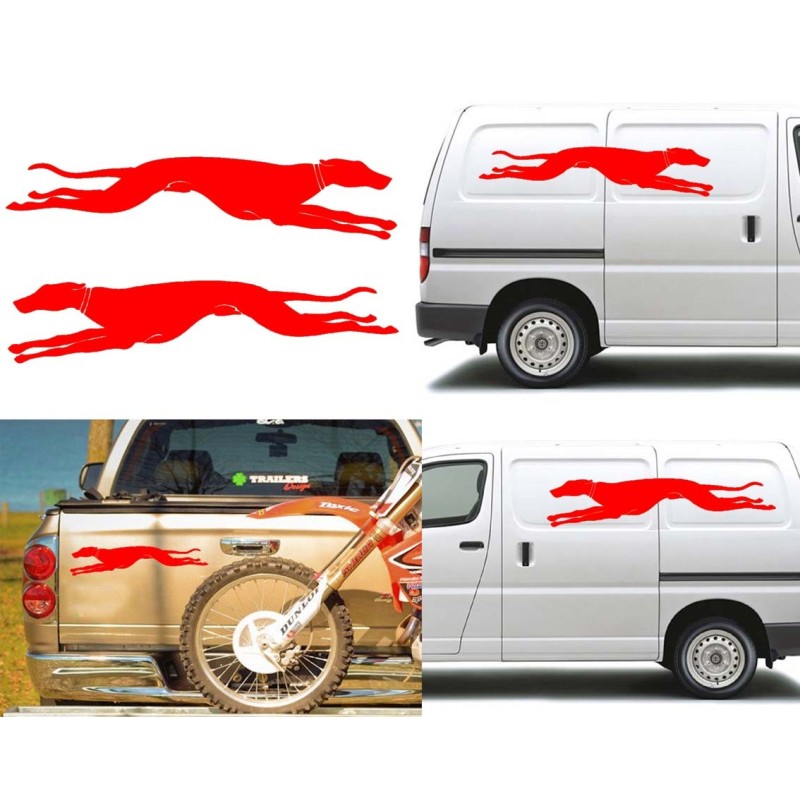 2 Galgos corriendo versión collar (1 derecha y 1 izquierda), pegatina de vinilo